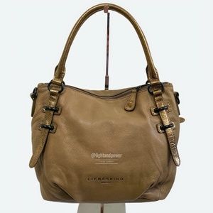 Liebeskind Berlin Tan & Bronze Leather Satchel EUC